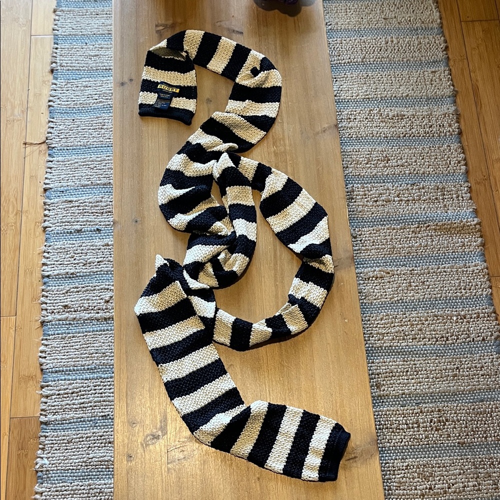 Ralph Lauren Rugby unisex Striped Scarf - Midnight navy and cream.
